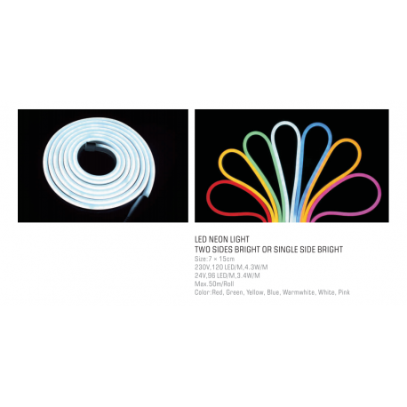 hadica NEON LED-SMD-WW teplá biela IP67 (4,8W/m) 2-stranná